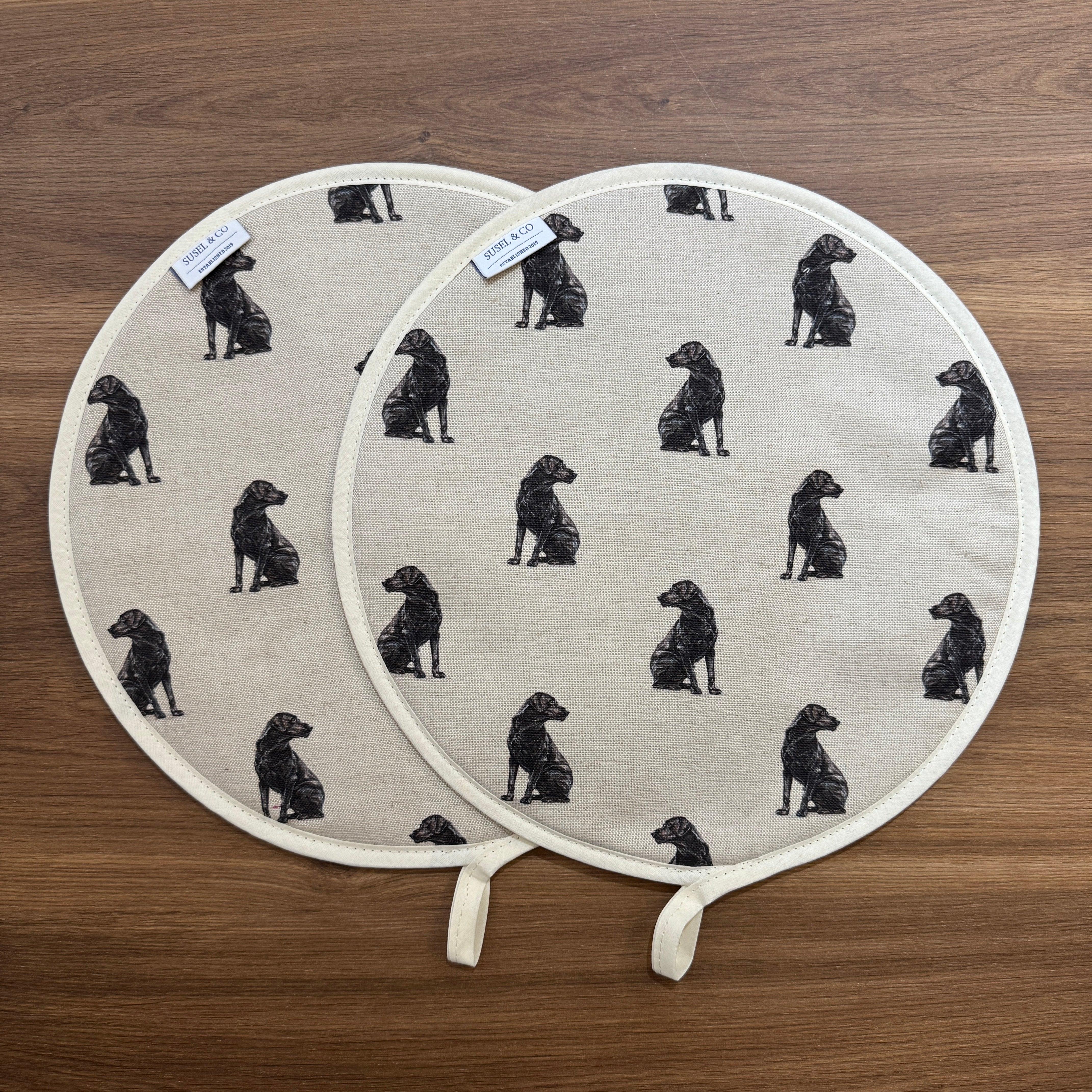 Black Lab - Linen Hob Covers | Chef's Pads (Pair)