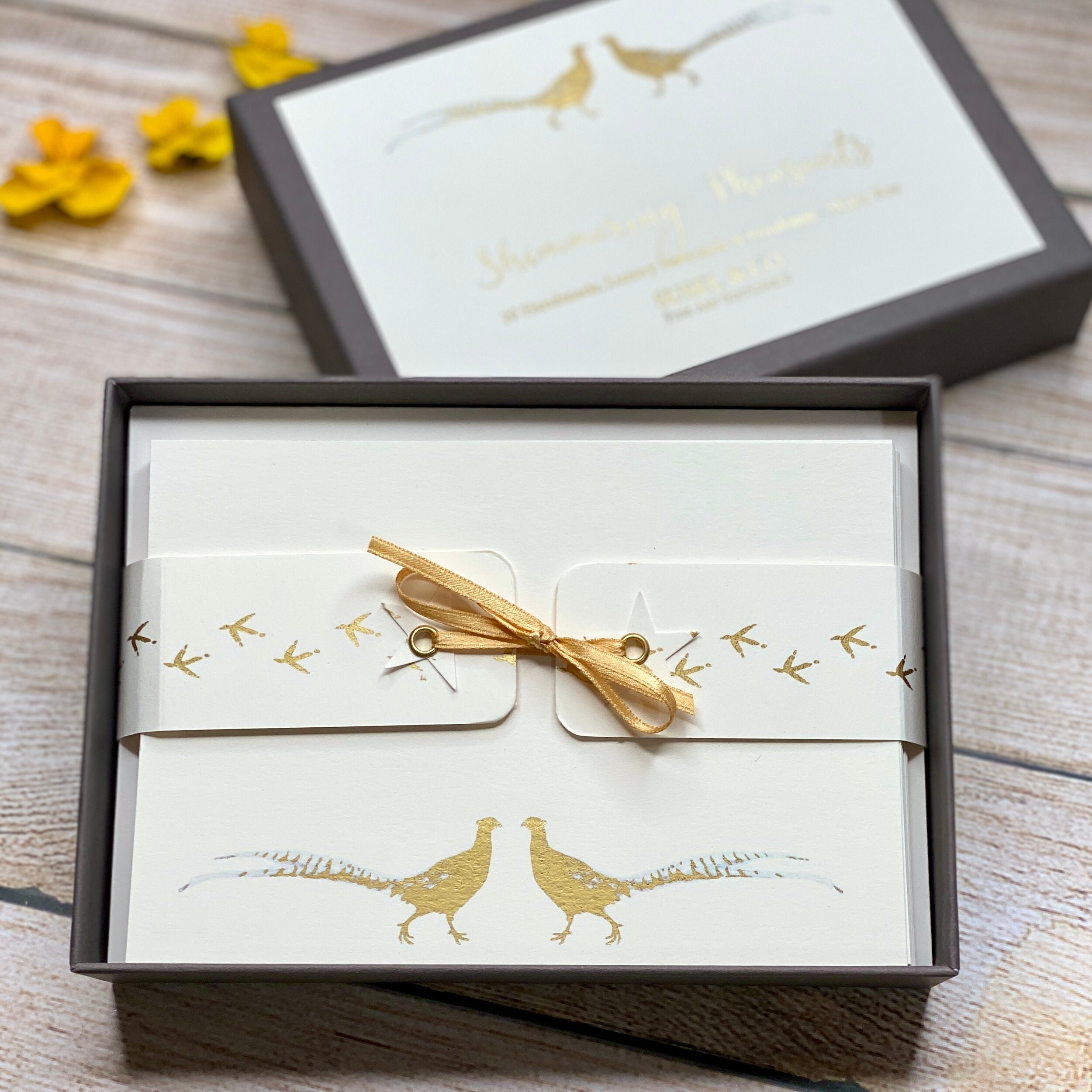 Gold Shimmering Pheasants - Notecards