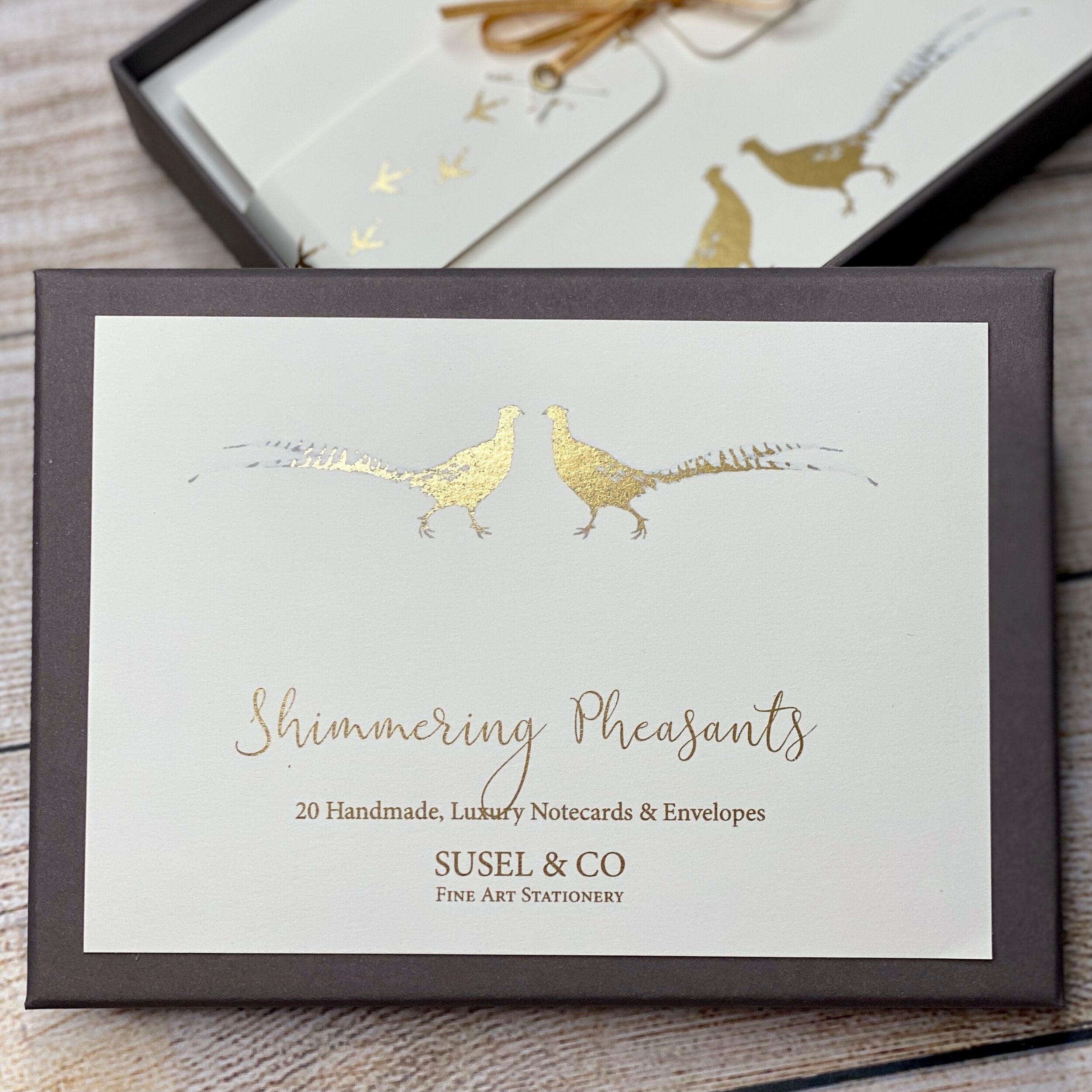 Gold Shimmering Pheasants - Notecards