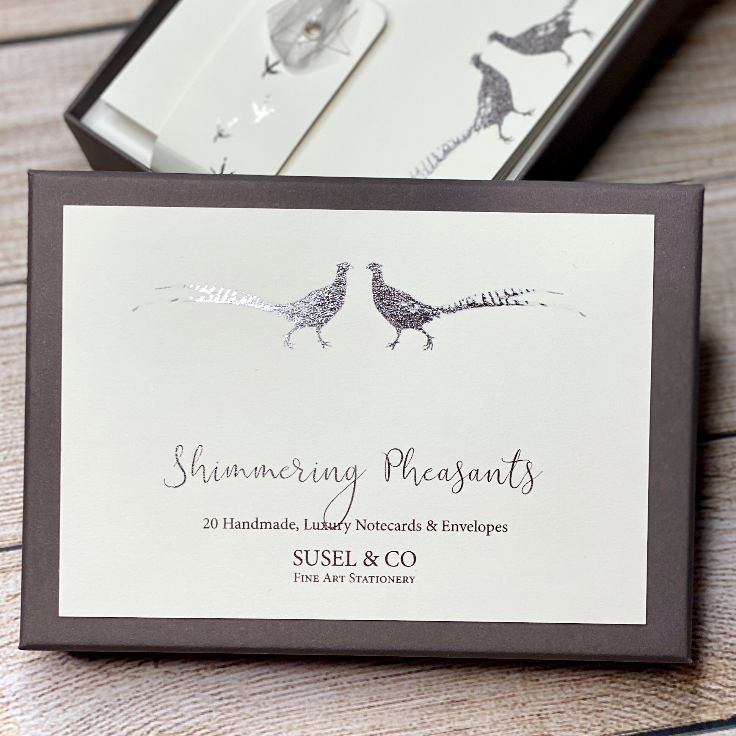 Silver Shimmering Pheasants - Notecards