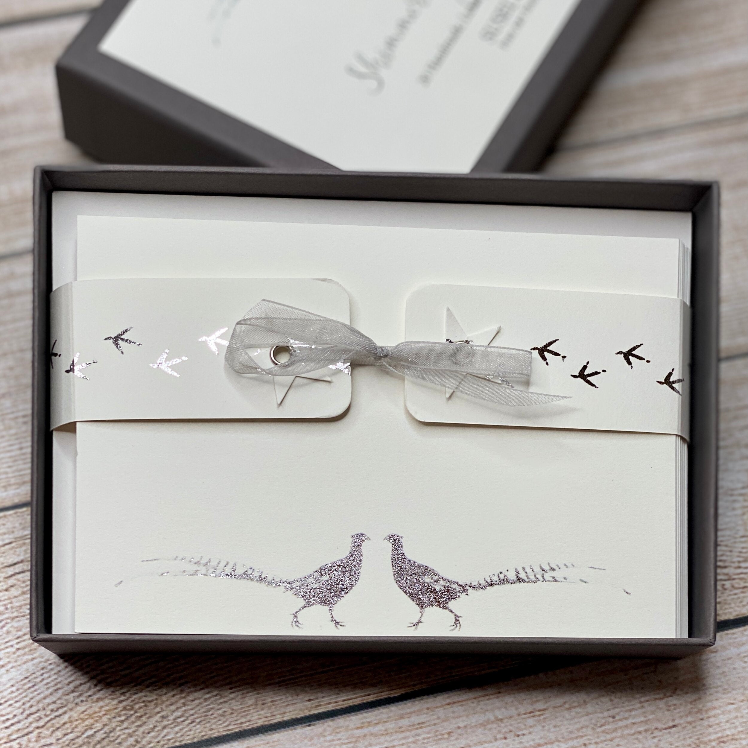 Silver Shimmering Pheasants - Notecards