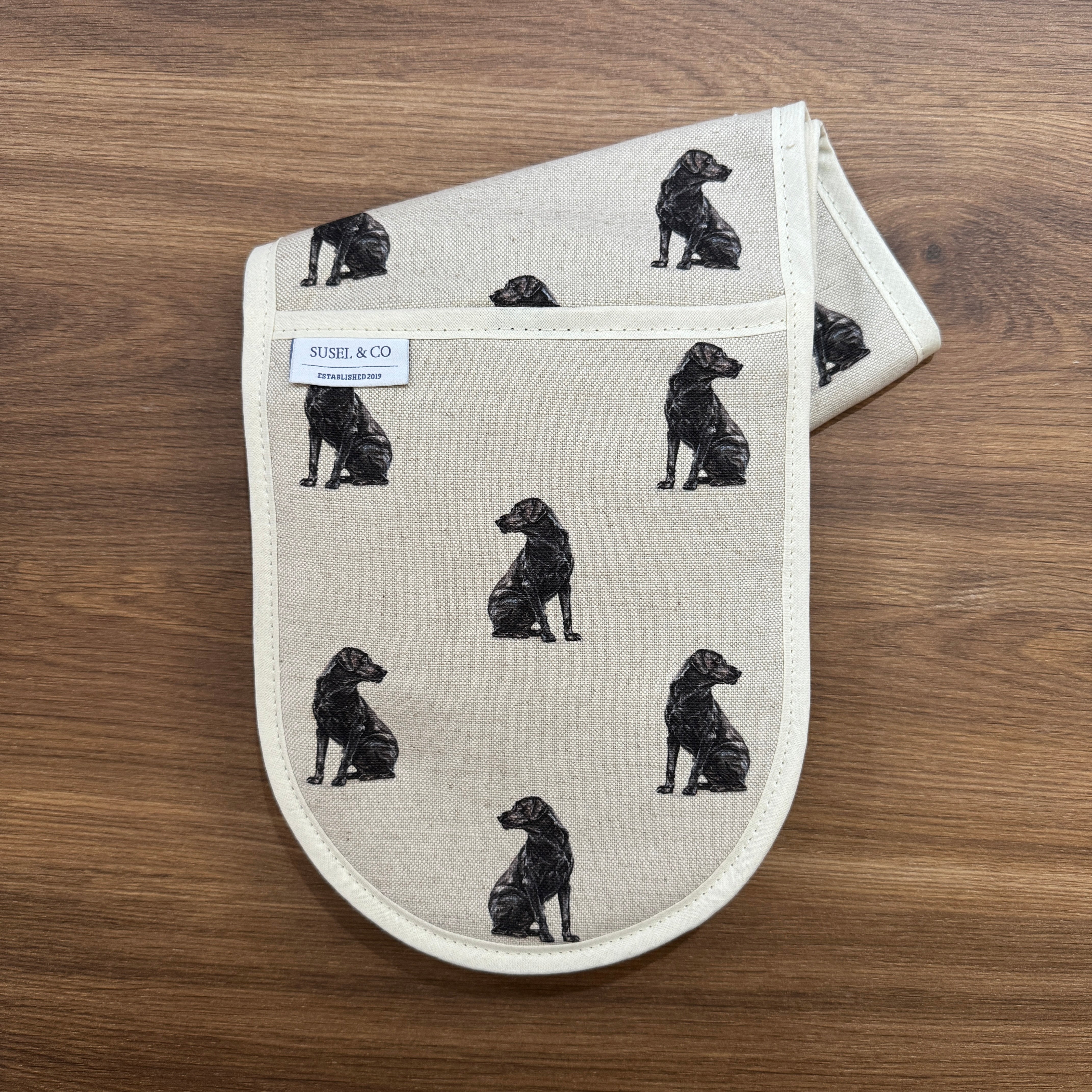 Black Lab - Linen Double Oven Gloves