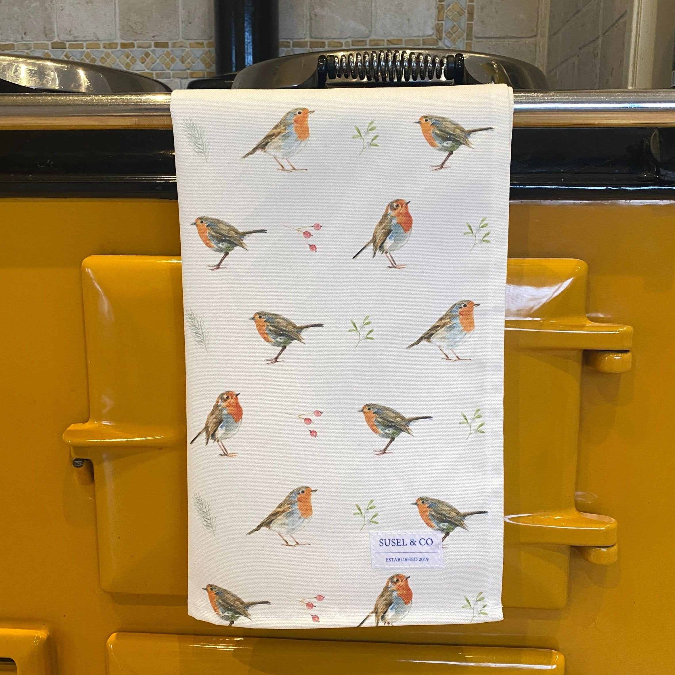 Festive Robins - Luxury Tea Towel
