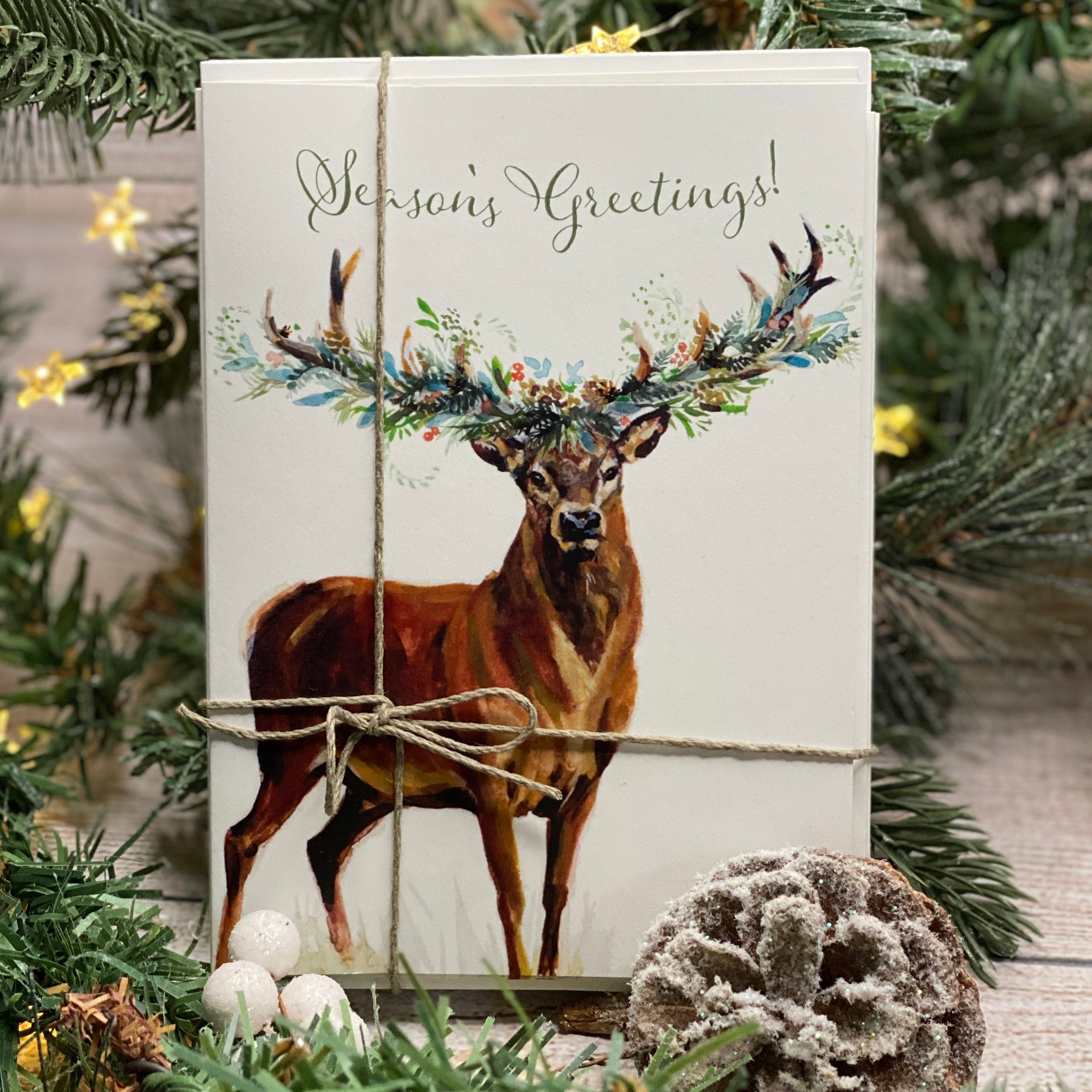 Festive Stag - Christmas Card