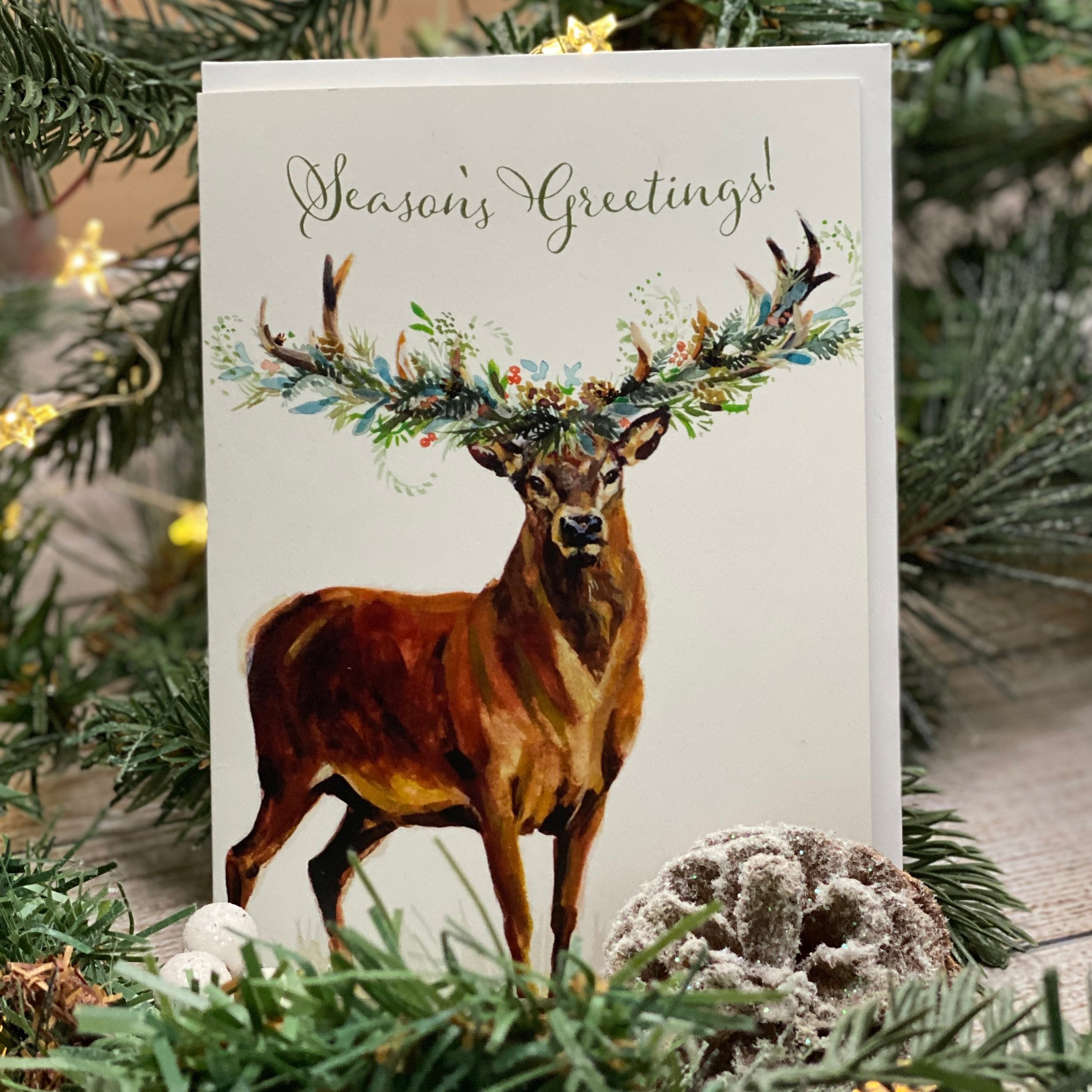 Festive Stag - Christmas Card