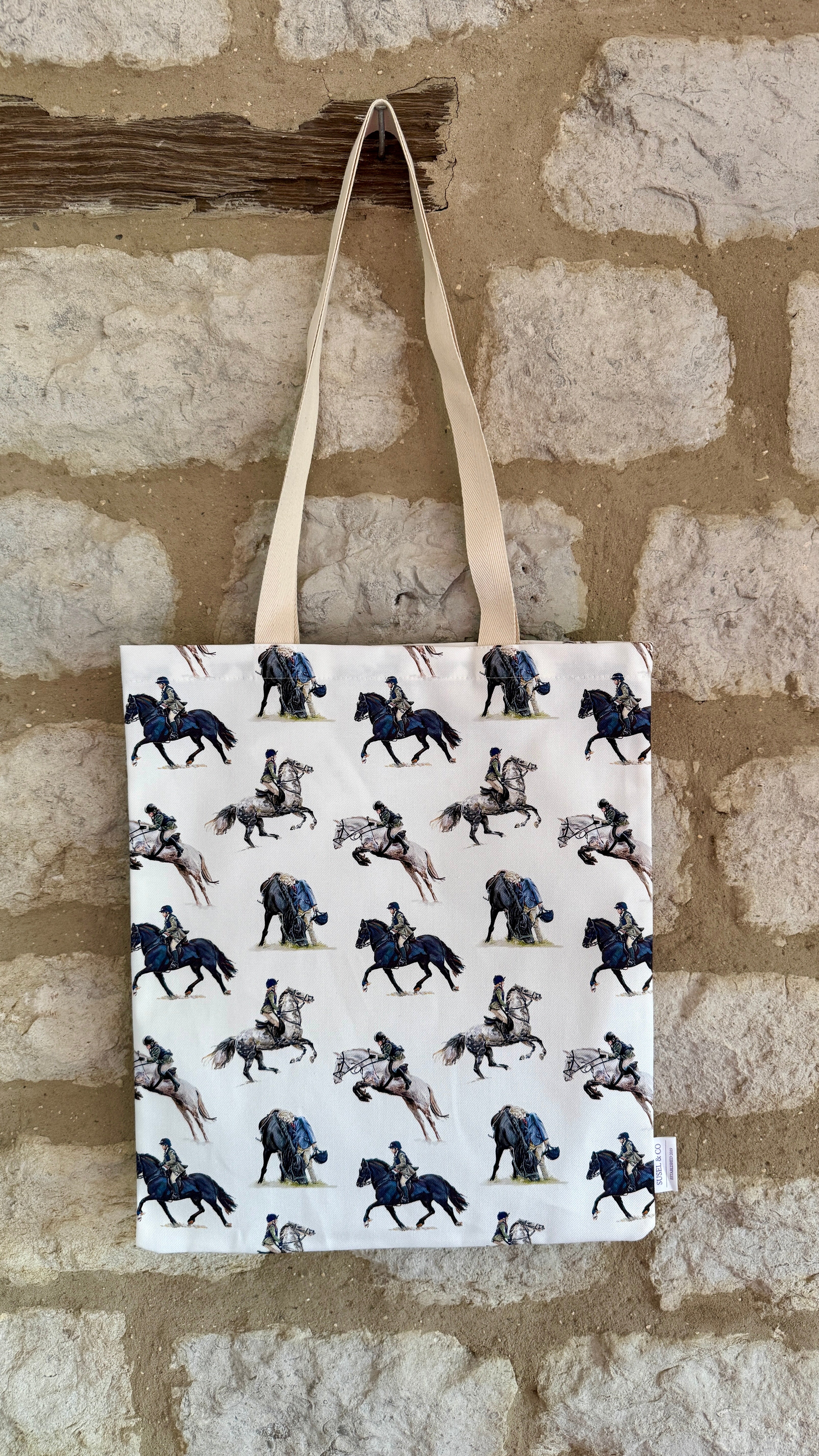 Pony Club tote bag with unique Susan Brunskill artwork