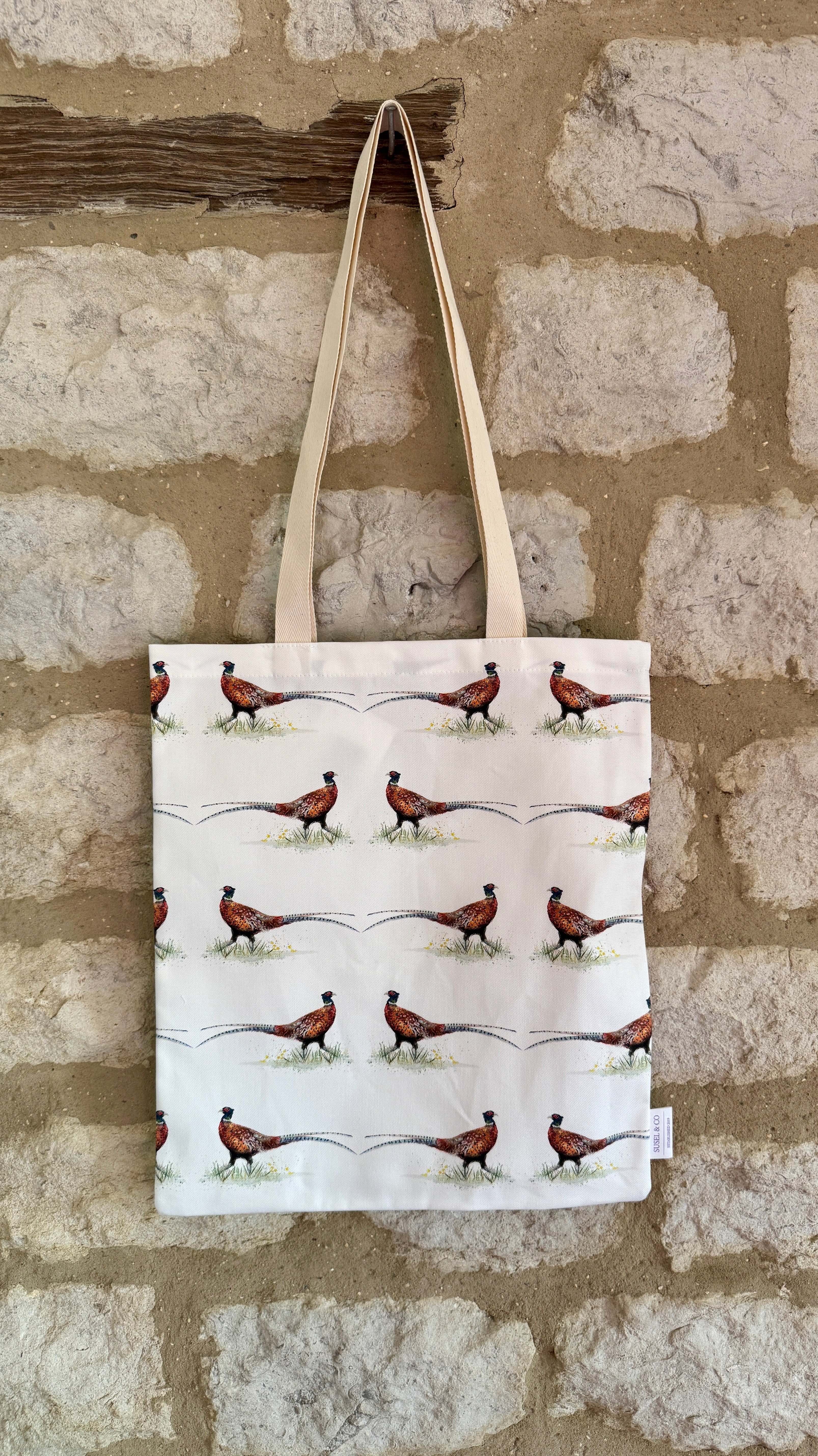 Brace tote bag with unique Susan Brunskill artwork