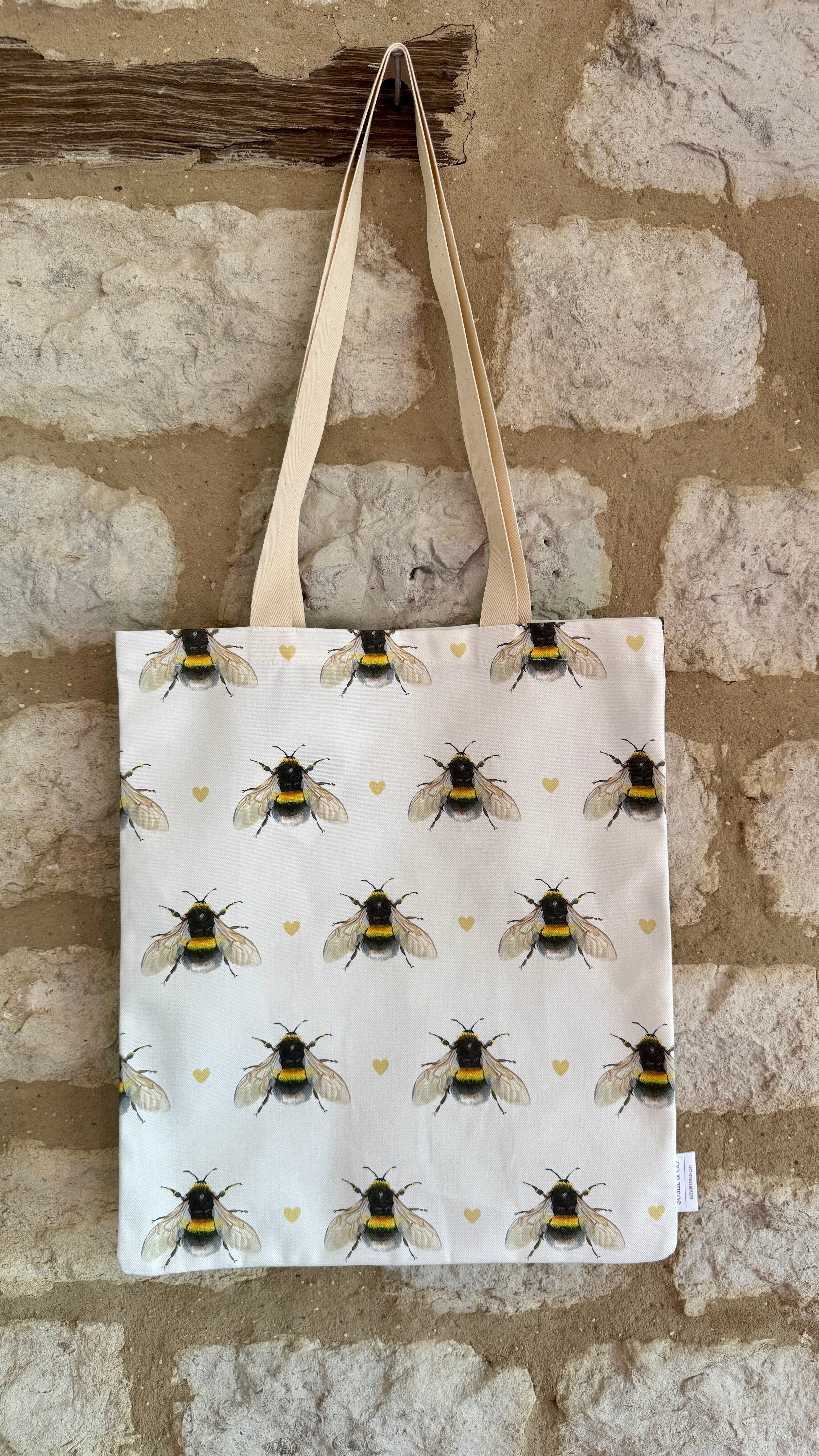 Bumble Bee tote bag with unique Susan Brunskill artwork