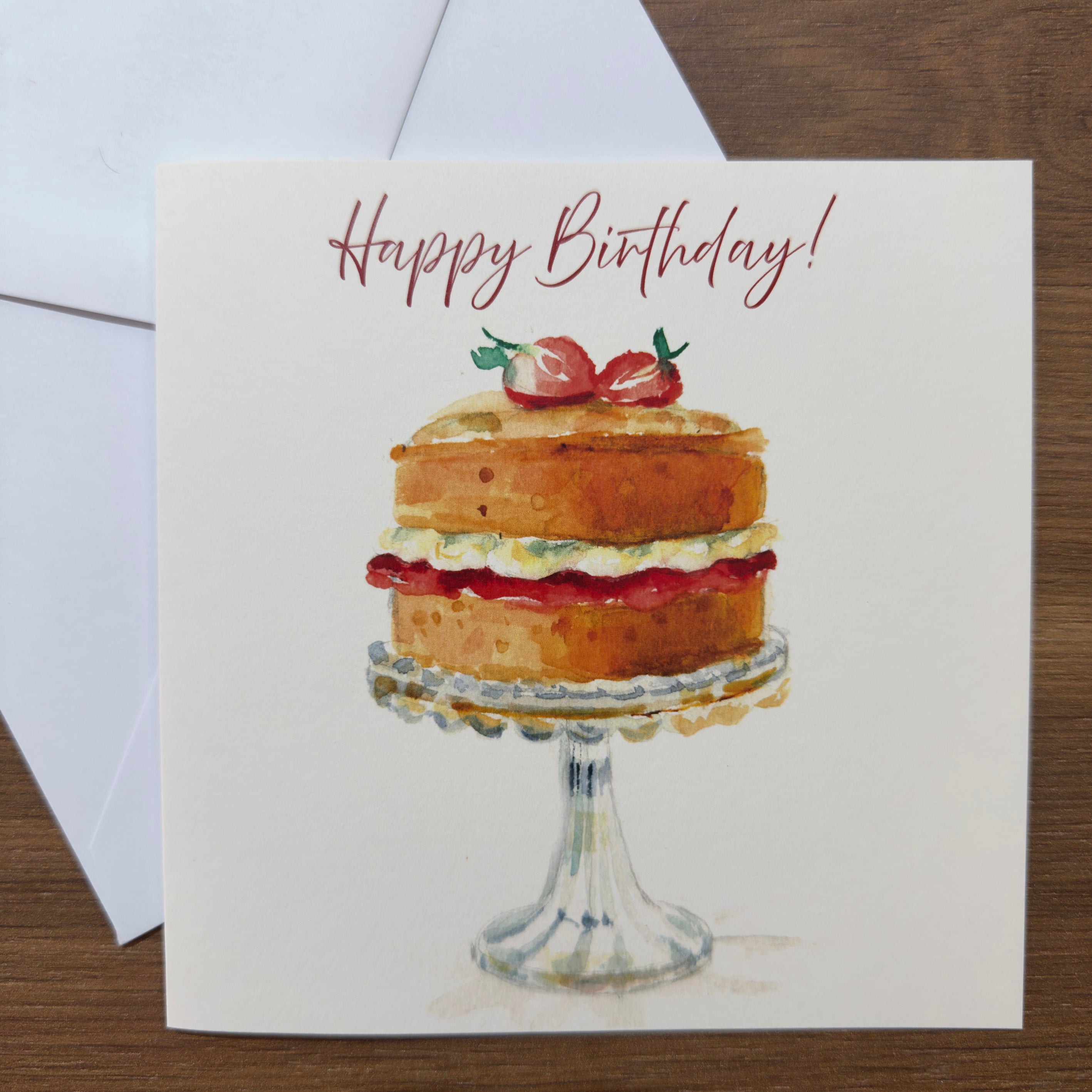 Victoria Sponge Cake - Square Card (Birthday)