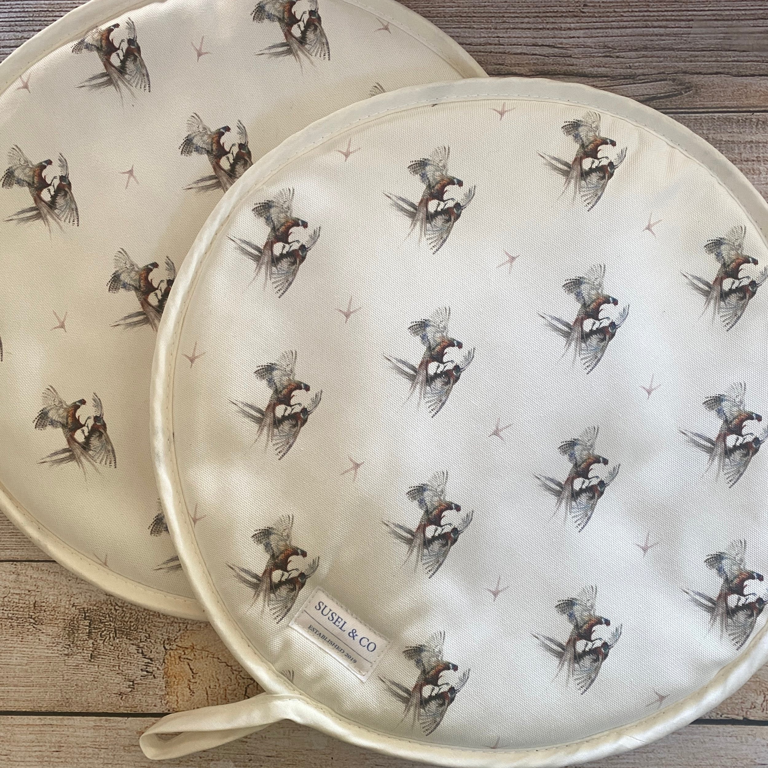 Pair of Cockfight patterned hob covers for Aga range cookers