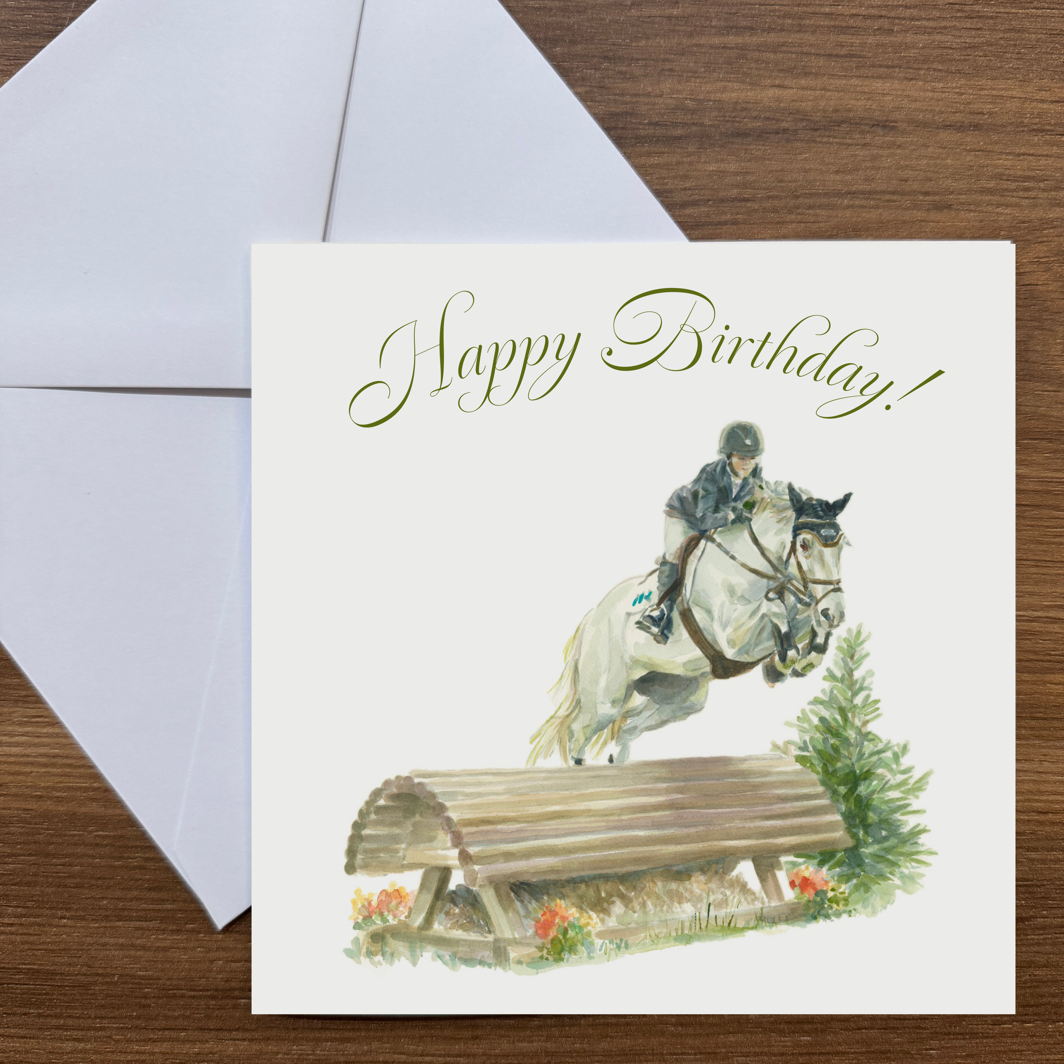 Cross Country Showjumping - Square Card (Birthday)