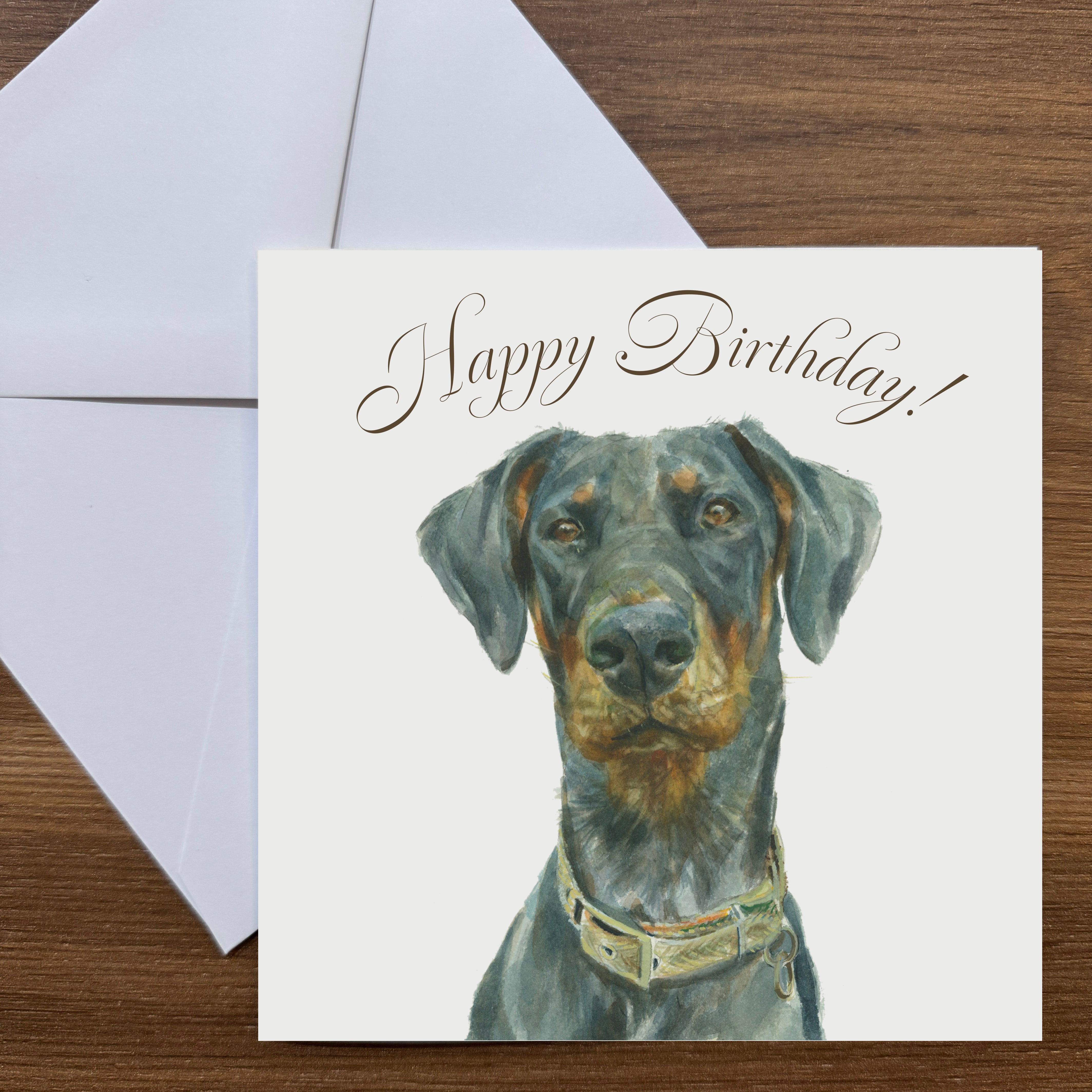 Doberman - Square Card (Birthday)