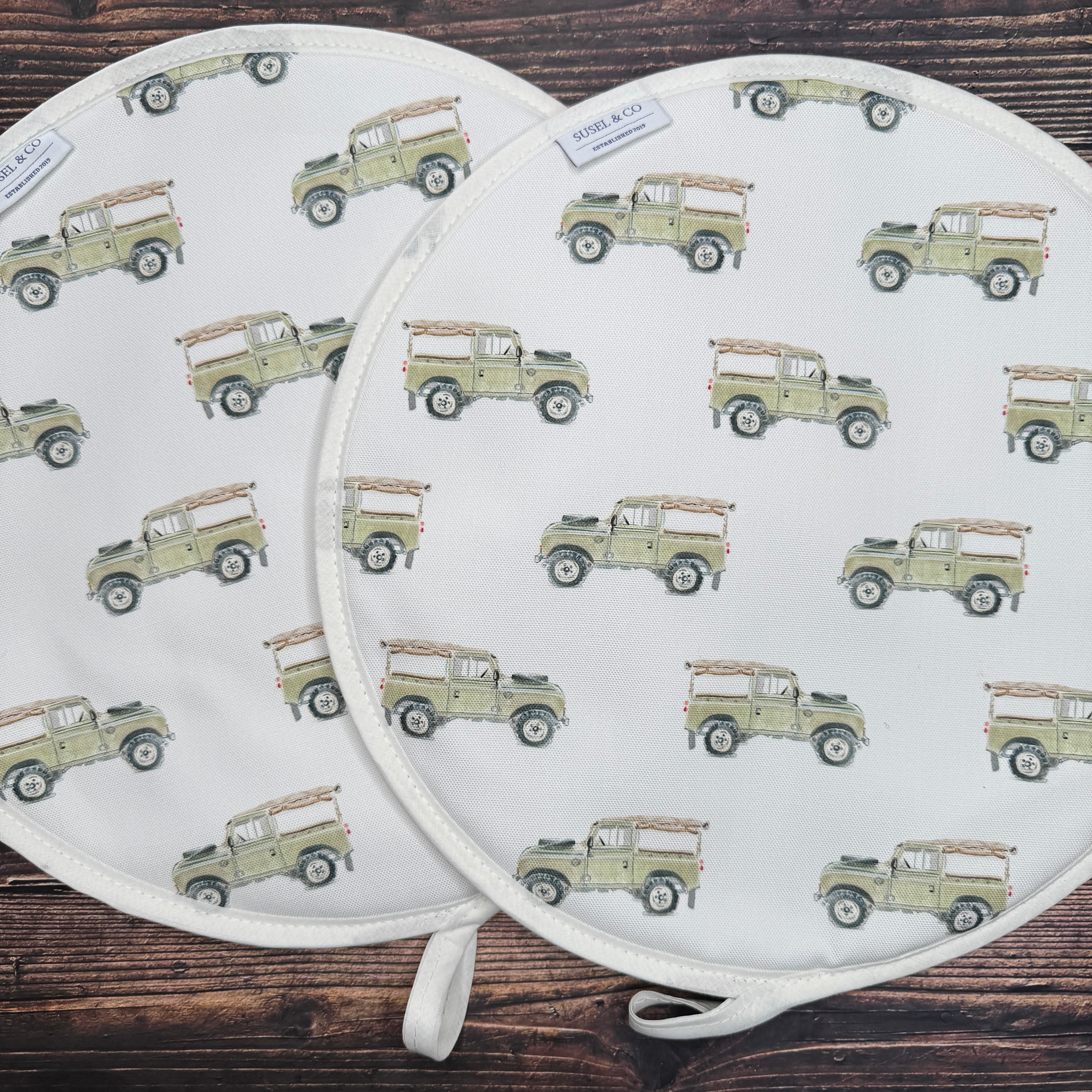 Pair of Defender patterned hob covers for Aga range cookers