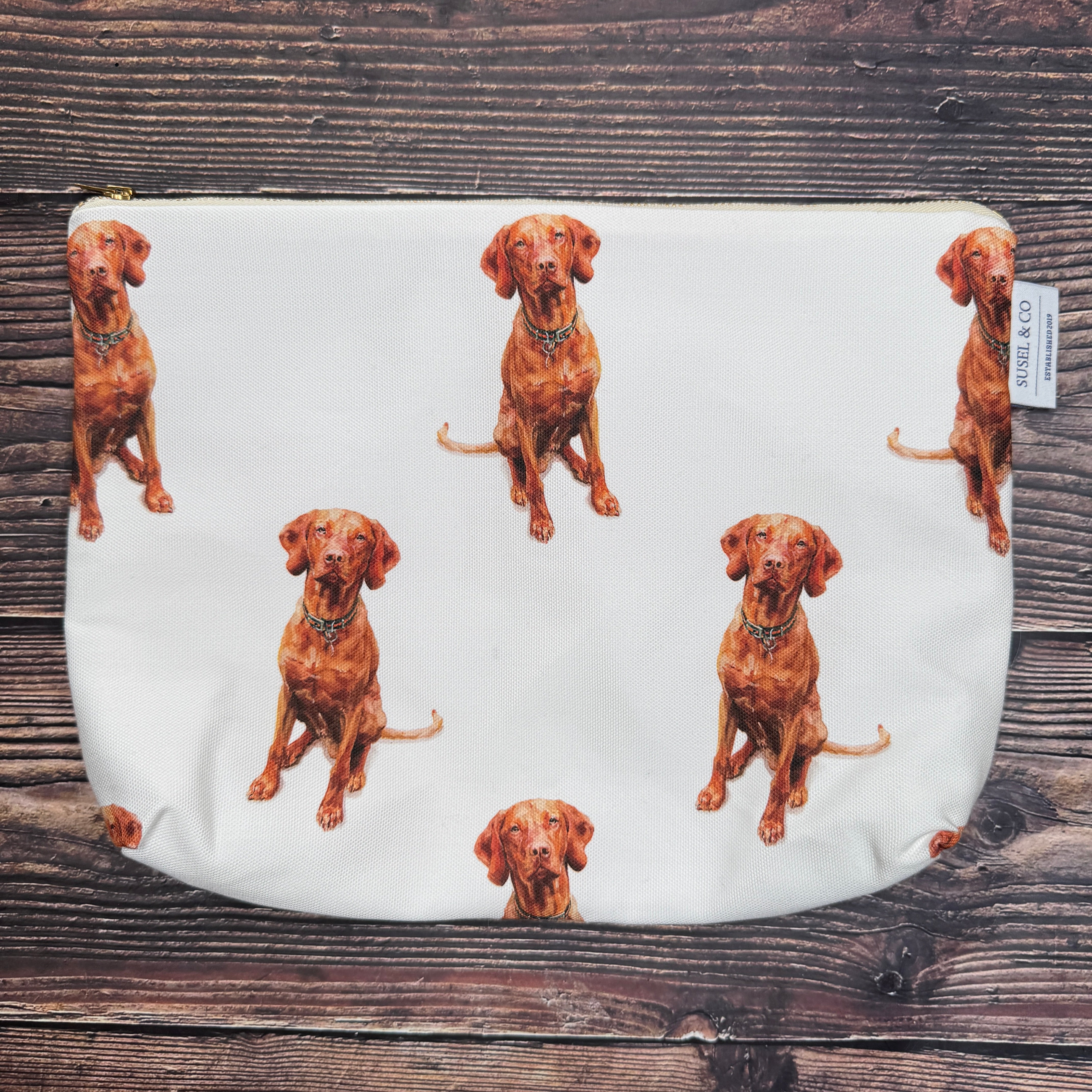 Hungarian Vizsla wash bag – illustrated by Susan Brunskill, handmade in the UK