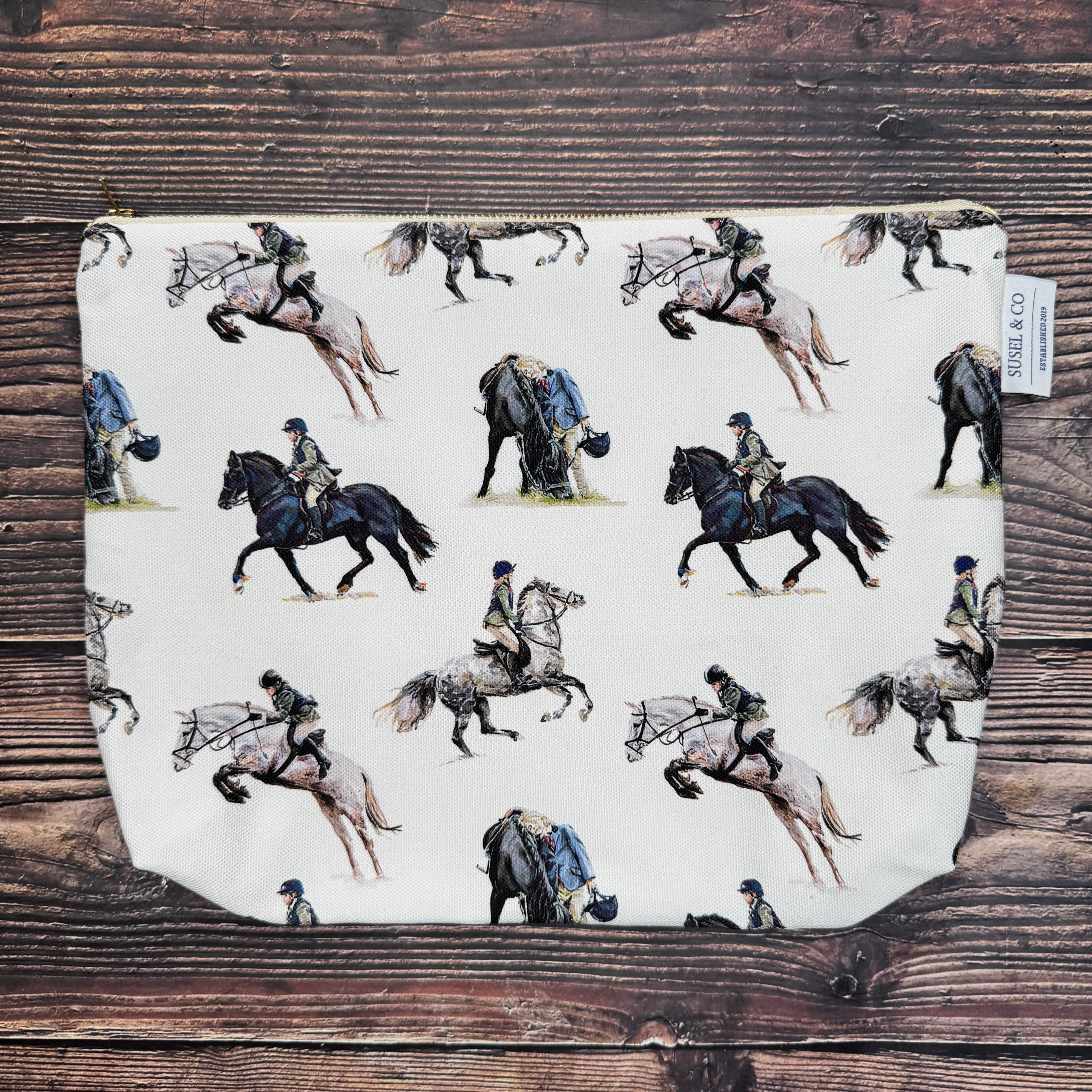 Pony Club wash bag – illustrated by Susan Brunskill, handmade in the UK