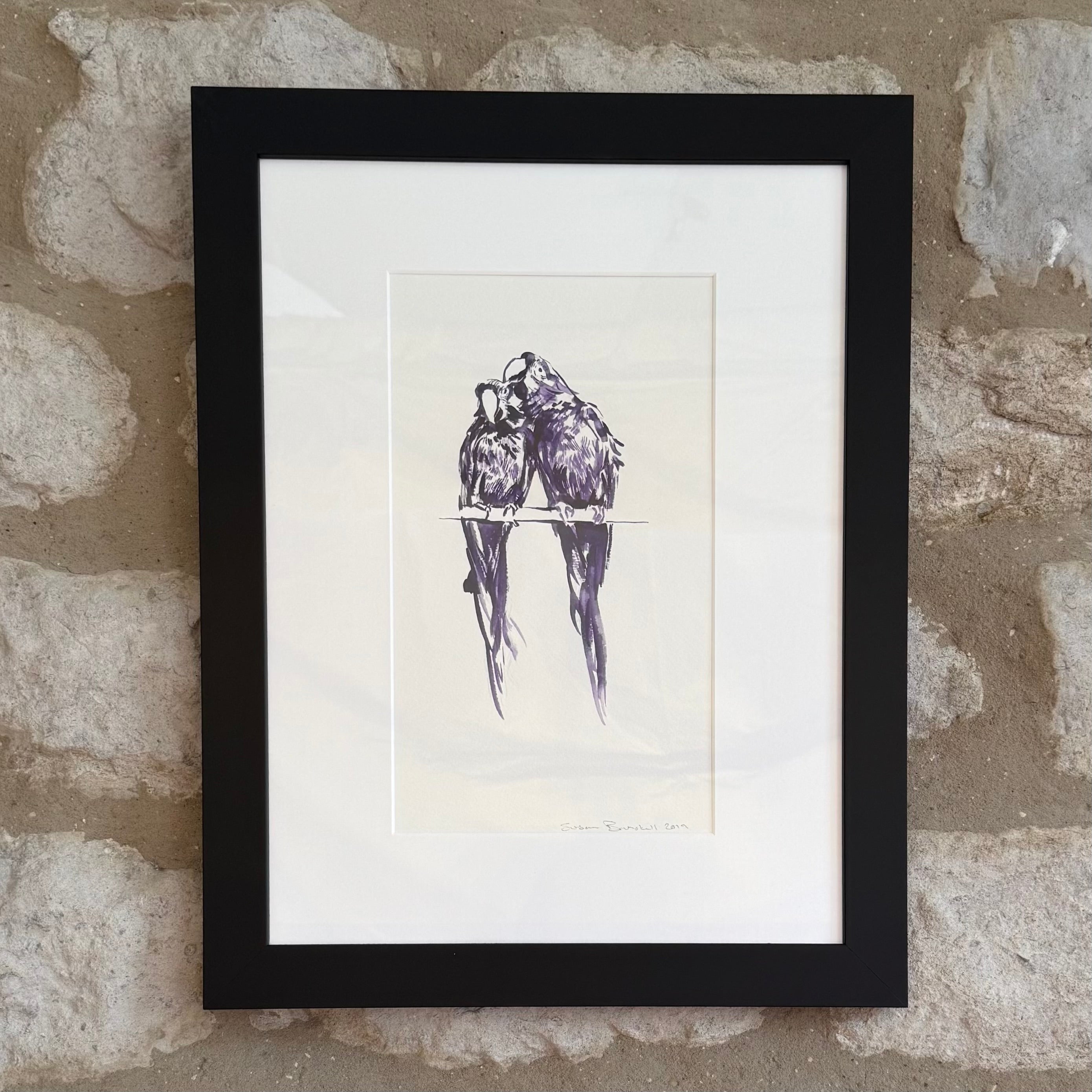 Love Birds - Original Brush & Ink Drawing