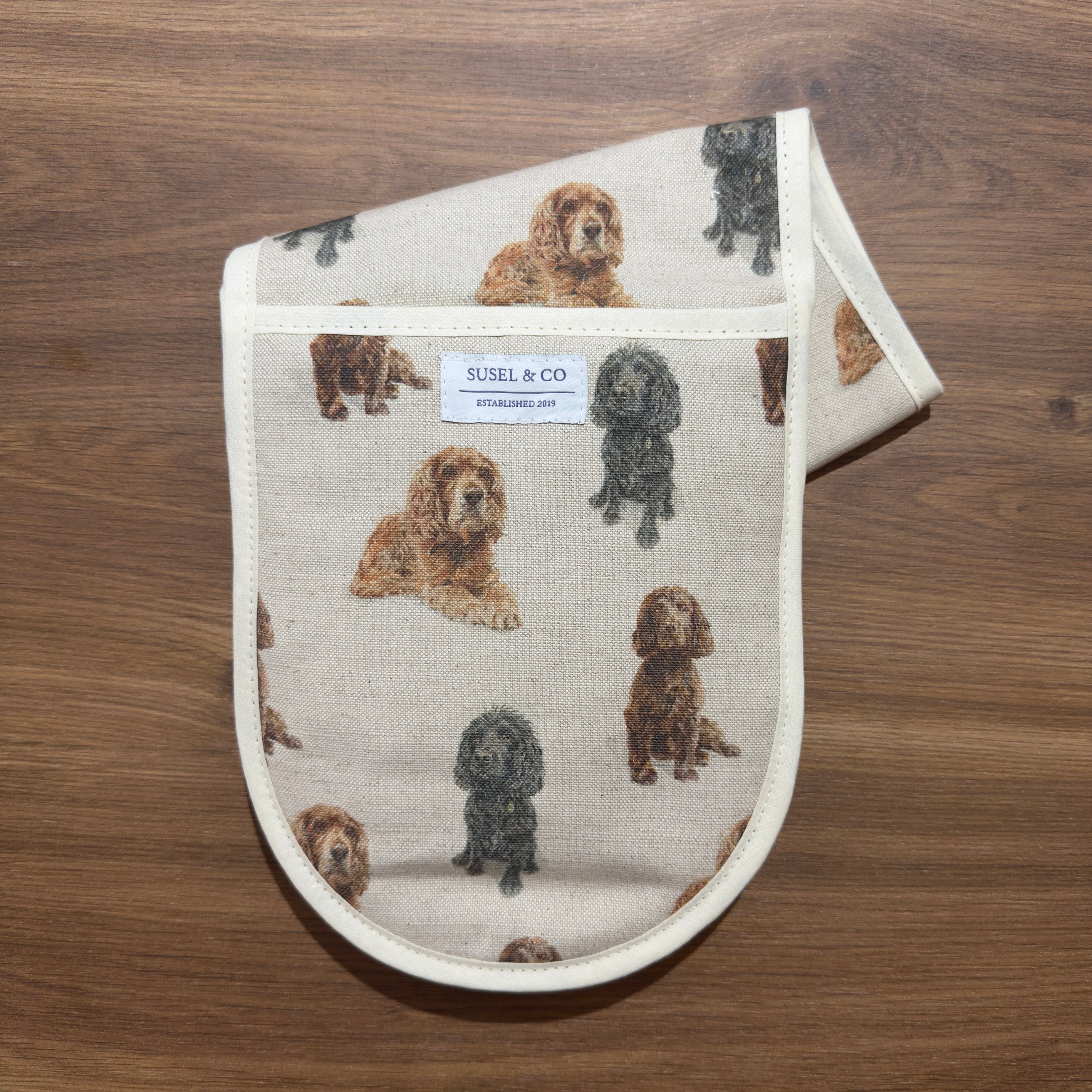 Cocker Spaniels - Linen Double Oven Gloves