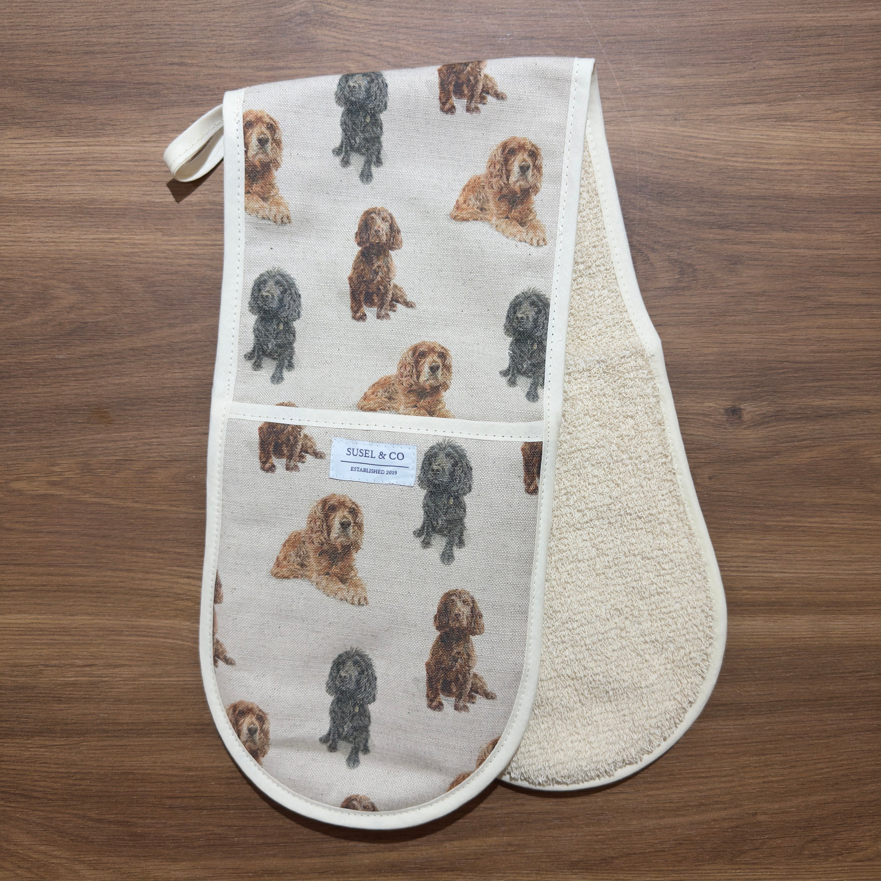 Cocker Spaniels - Linen Double Oven Gloves