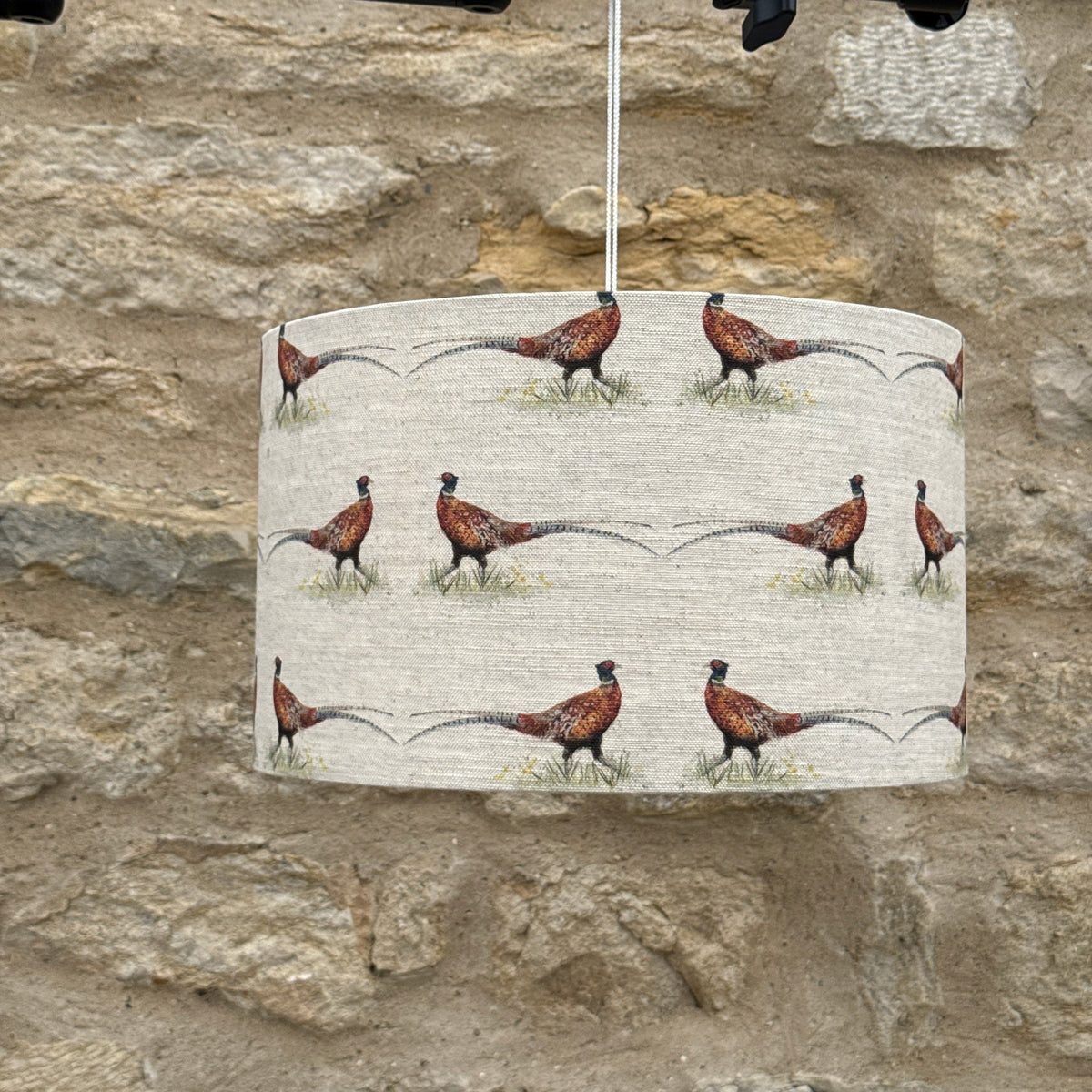 Brace lampshade as a ceiling pendant, designed by Susan Brunskill, handmade in the UK