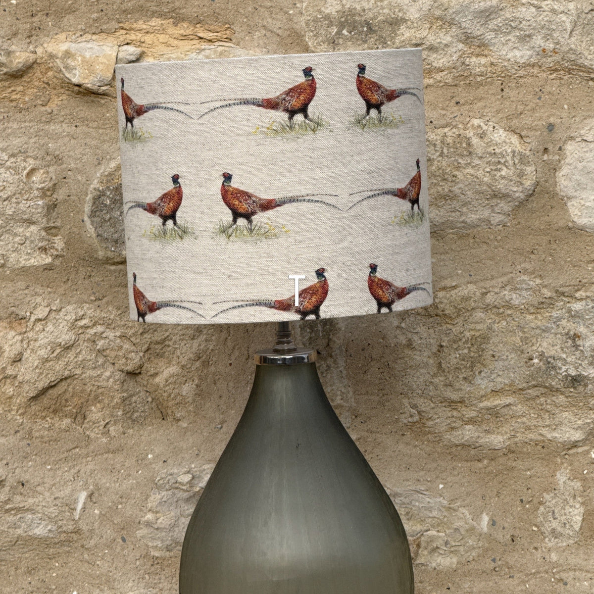 Brace lampshade on a table lamp, designed by Susan Brunskill, handmade in the UK