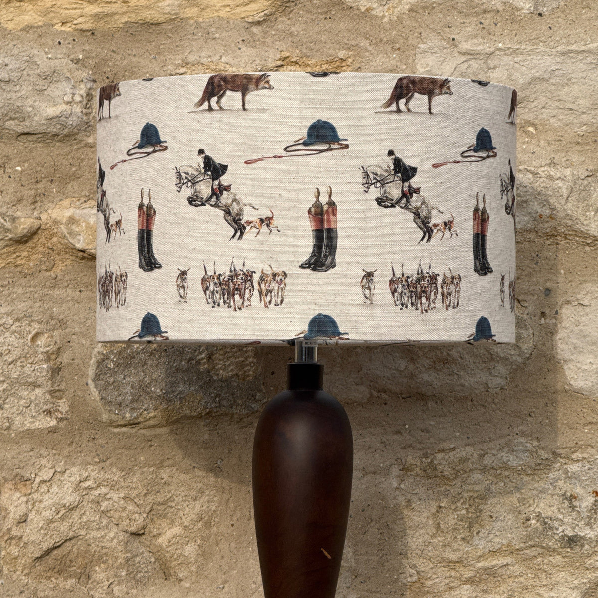 The Field lampshade on a table lamp, designed by Susan Brunskill, handmade in the UK