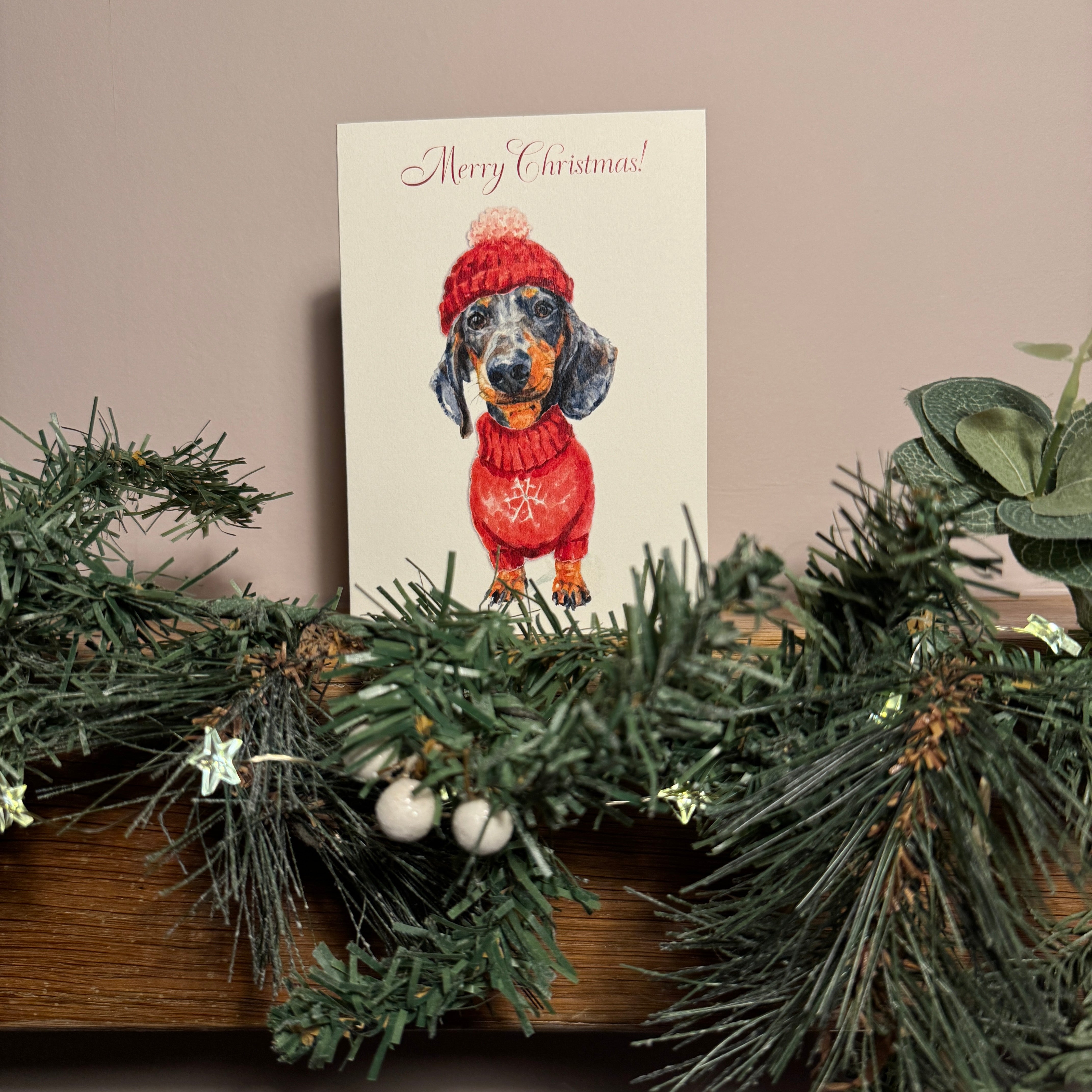 Dapple Dachshund - Christmas Card